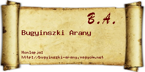 Bugyinszki Arany névjegykártya
